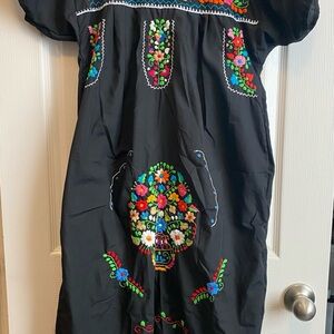 Embroidered Black Womems Pueblo Dress